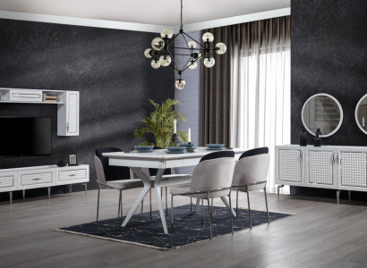 Dining room Set Table 4x Chairs 5pcs new White Dining set Modern Luxury